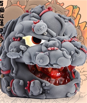 Lucky Cat Red Lotus original color flocking version