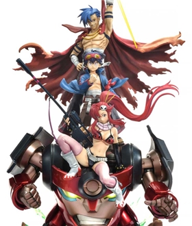 Kamina-Simon-Yoko-with-Lagann-Our-hearts-pierce-the-skies-Tengen-Toppa-Gurren-Lagann