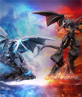 Blue-Eyes White Dragon and Red-Eyes Black Dragon - Yu-Gi-Oh!