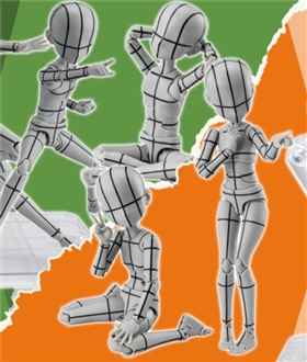 SHFiguarts Body-kun & Body-chan -Ken Sugimori- Edition-Wireframe- (Gray Color Ver.)